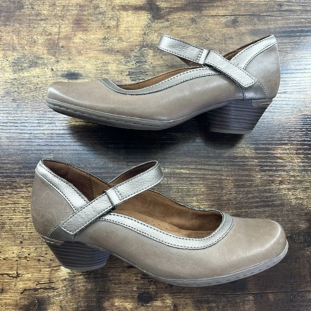 Cobb Hill Taupe Brown Leather Women's Mary Janes Low Heel Pumps Shoes Size 6.5 - Picture 3 of 9